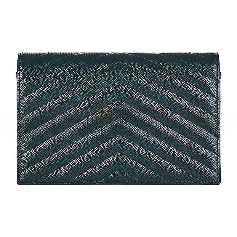 Y51 CASSANDRE MATELASSÉ ENVELOPE CHAIN WALLET IN GRAIN DE POUDRE EMBOSSED LEATHER 393953BOW014458 (19*12.5*3.5cm) Master Quality